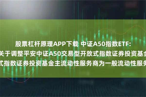股票杠杆原理APP下载 中证A50指数ETF: 平安基金管理有限公司关于调整平安中证A50交易型开放式指数证券投资基金主流动性服务商为一般流动性服务商的公告